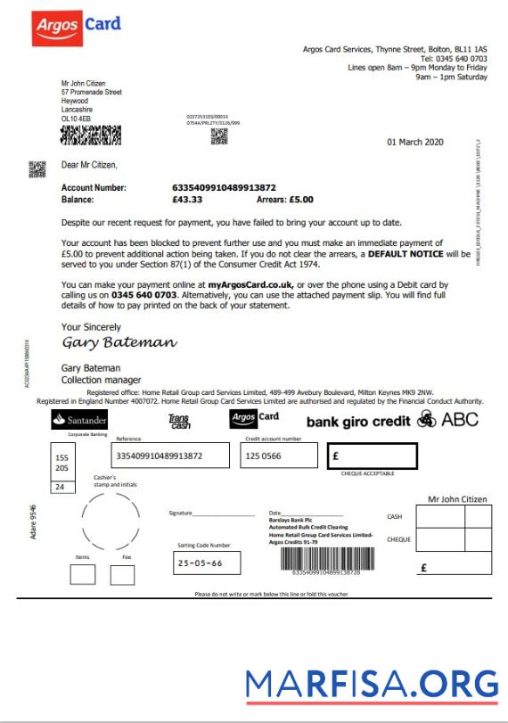 Realistic United Kingdom Argos Card in Word and PDF format template